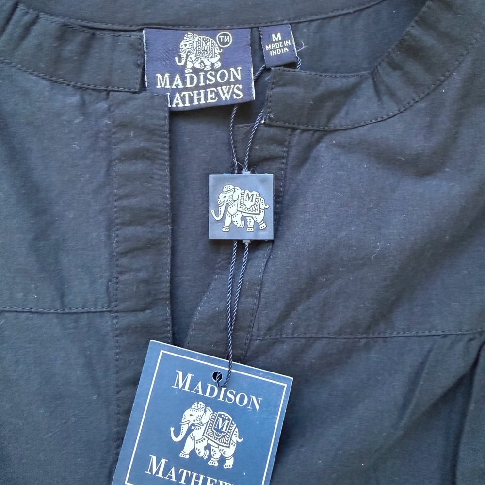 NWT Madison Mathews Folly Navy Eyelet Mini Dress, Size Medium - Picture 2 of 7